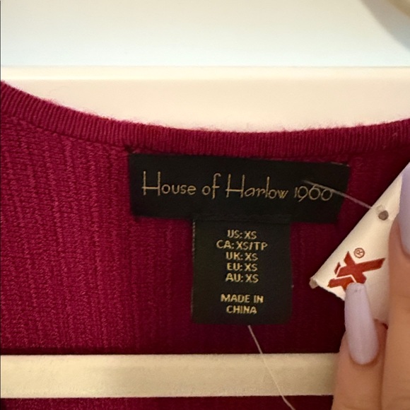 House of Harlow 1960 Deep Red Burgundy Ribbed Mini Dress xs - Picture 2 of 3